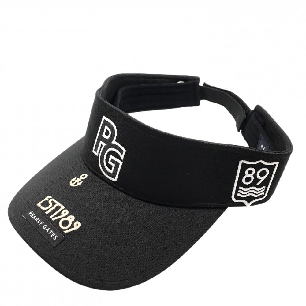 【超美品】パーリーゲイツ サンバイザー 黒 ロゴ刺しゅう  FR   ゴルフウェア 2025年モデル PEARLY GATES