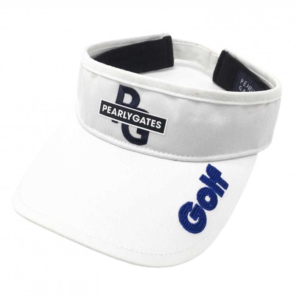 パーリーゲイツ サンバイザー 白 ロゴ 汗取りパッド付 FR   ゴルフウェア PEARLY GATES