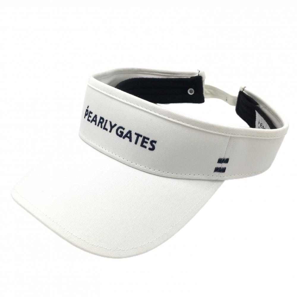 【超美品】パーリーゲイツ サンバイザー 白×ネイビー フライングラビット 汗取りパッド FR   ゴルフウェア PEARLY GATES