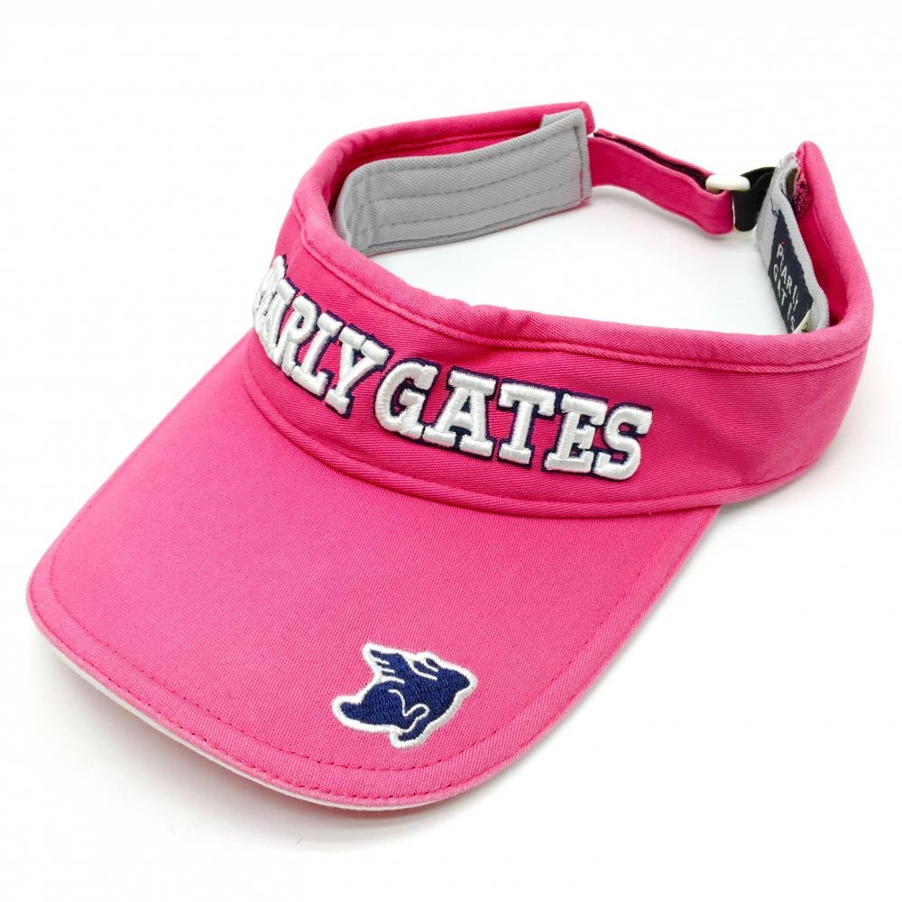 パーリーゲイツ サンバイザー ピンク×白 ニコちゃん スマイル FR   ゴルフウェア PEARLY GATES