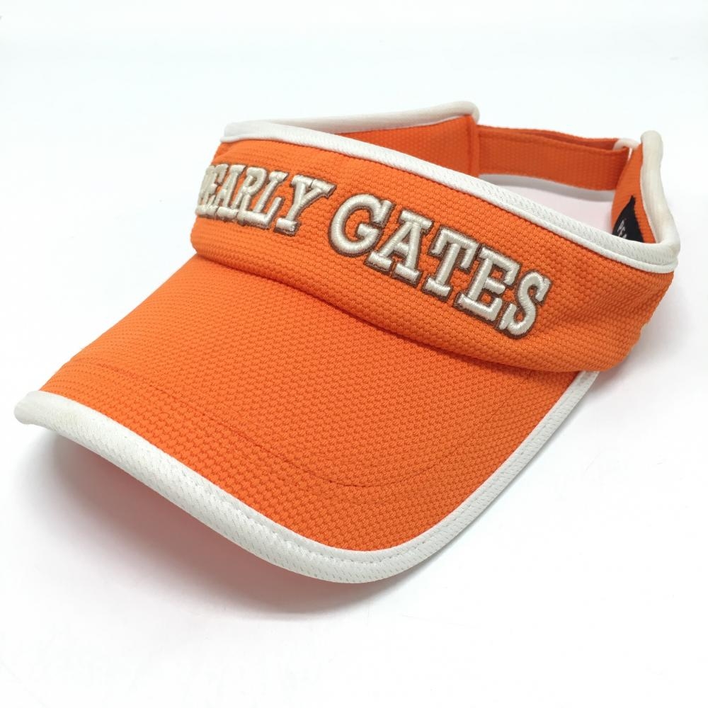 パーリーゲイツ サンバイザー オレンジ×白 立体ロゴ刺しゅう S   ゴルフウェア PEARLY GATES