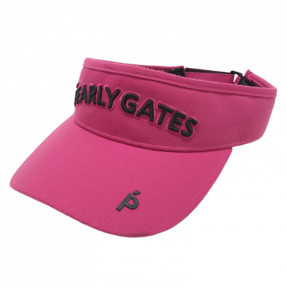 【美品】パーリーゲイツ サンバイザー ピンク×黒 汗取りパッド付 立体ロゴ FR   ゴルフウェア PEARLY GATES