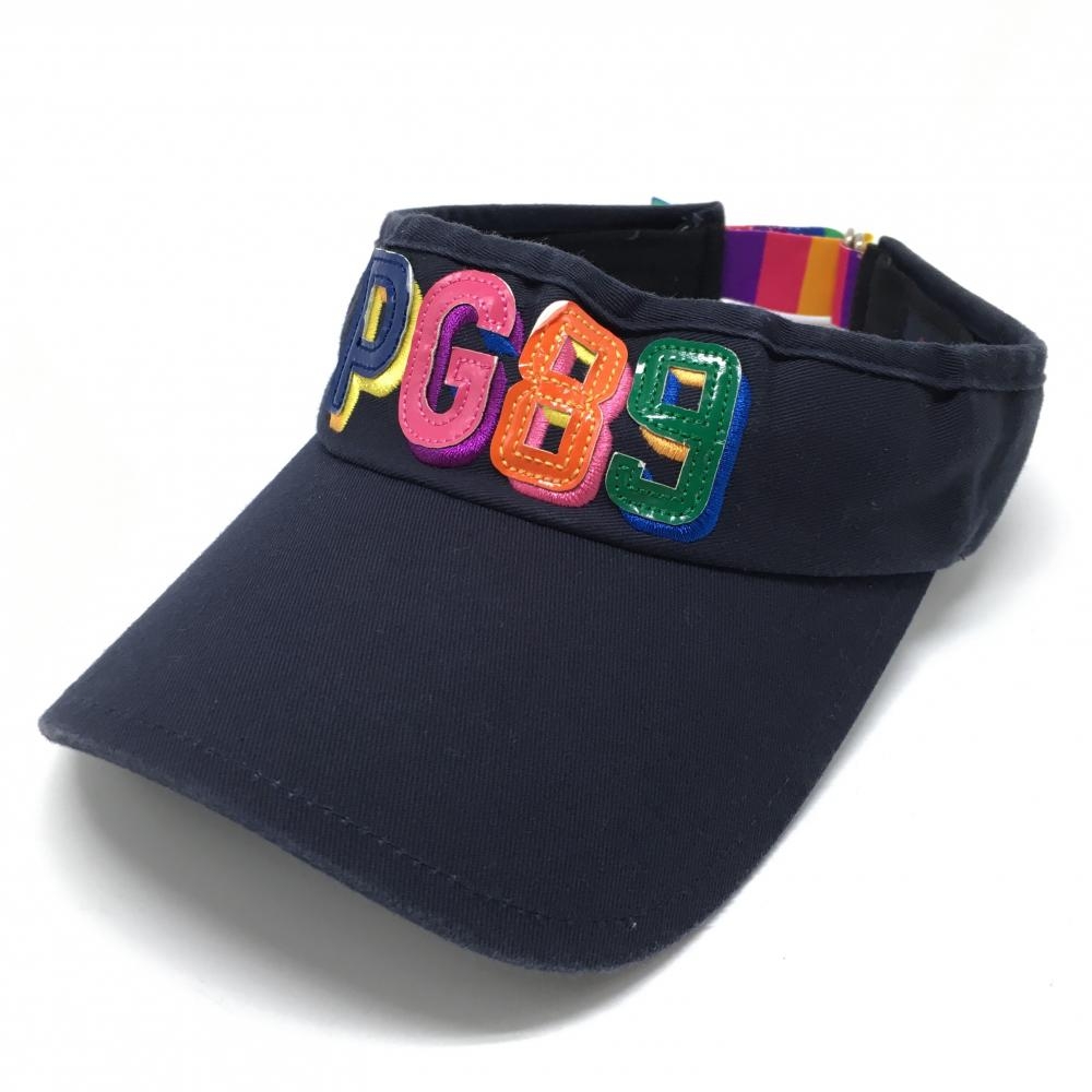 パーリーゲイツ サンバイザー ネイビー×マルチカラー カラフルロゴ  FR   ゴルフウェア PEARLY GATES