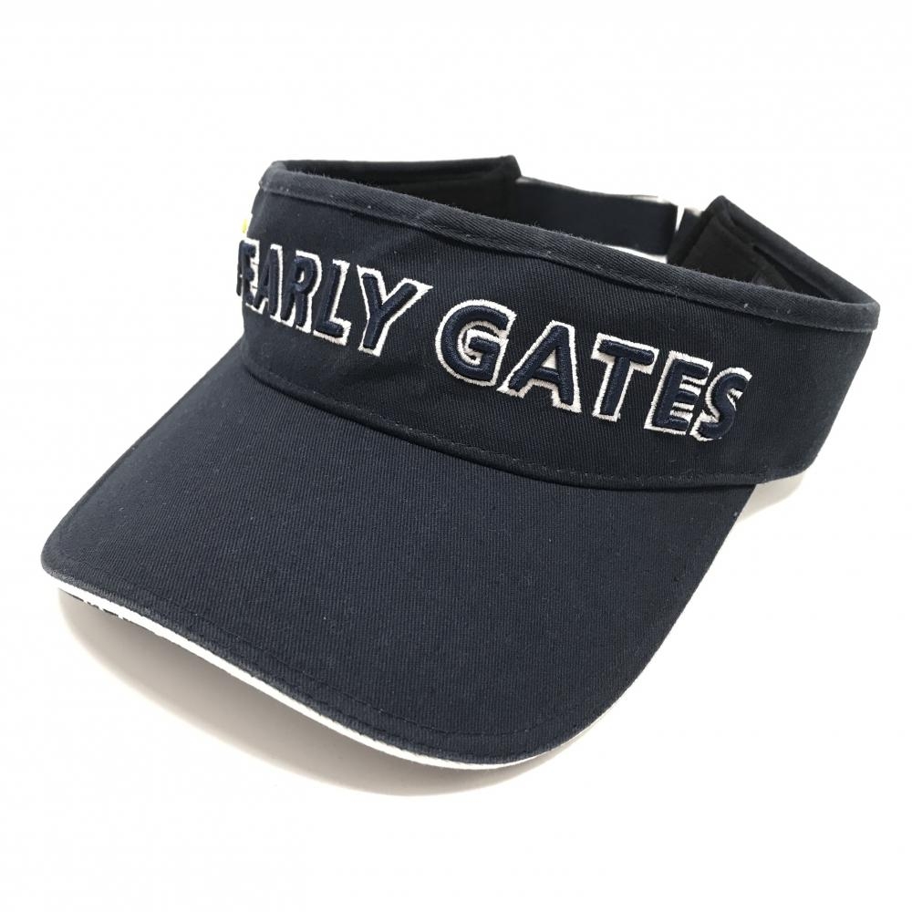 パーリーゲイツ サンバイザー ネイビー×白 立体ロゴ刺しゅう ニコちゃん スマイル FR   ゴルフウェア PEARLY GATES