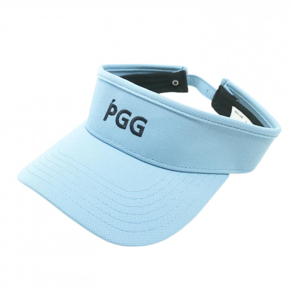 【超美品】PGGパーリーゲイツ サンバイザー ライトブルー×黒 立体ロゴ 汗取りパッド付 FR   ゴルフウェア PEARLY GATES