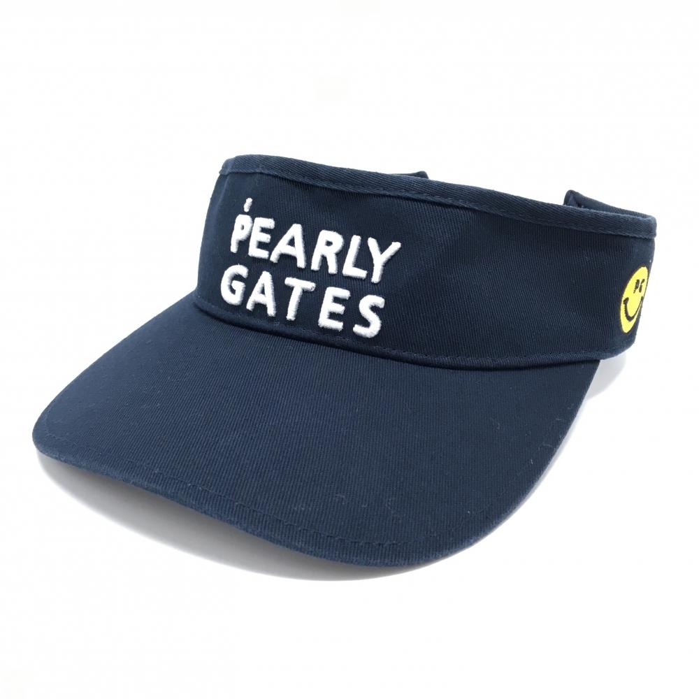 【美品】パーリーゲイツ サンバイザー ネイビー×白 ロゴ刺しゅう  FR   ゴルフウェア 2024年モデル PEARLY GATES