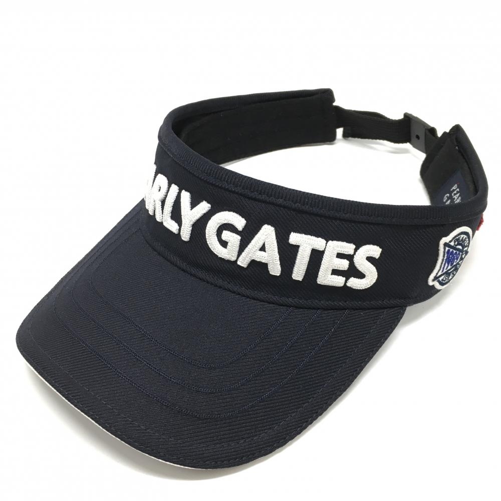 【超美品】パーリーゲイツ サンバイザー ネイビー×白 立体ロゴ刺しゅう  FR   ゴルフウェア PEARLY GATES