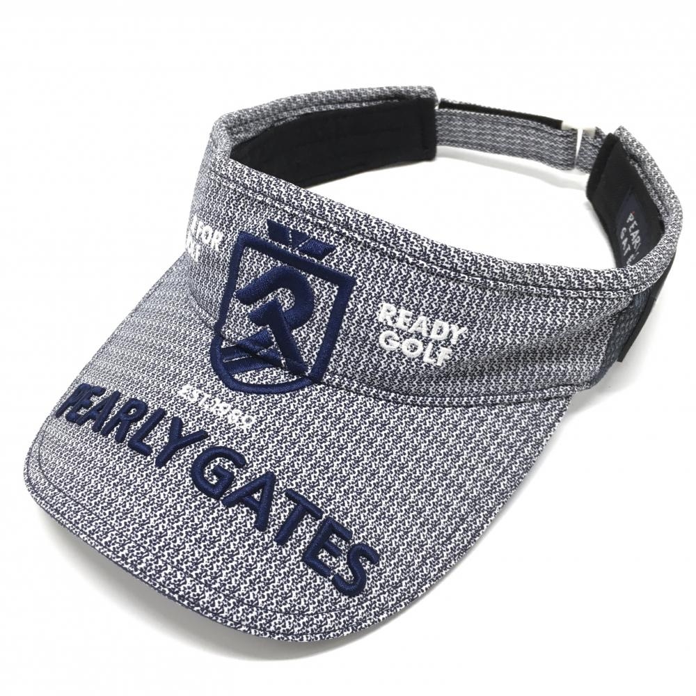 【超美品】パーリーゲイツ サンバイザー ネイビー×白 立体ロゴ刺しゅう  FR   ゴルフウェア PEARLY GATES