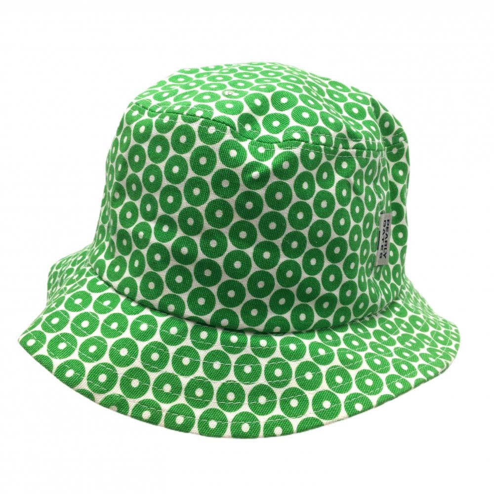 パーリーゲイツ ハット グリーン×白 総柄 額・縁汚れ S  ゴルフウェア PEARLY GATES