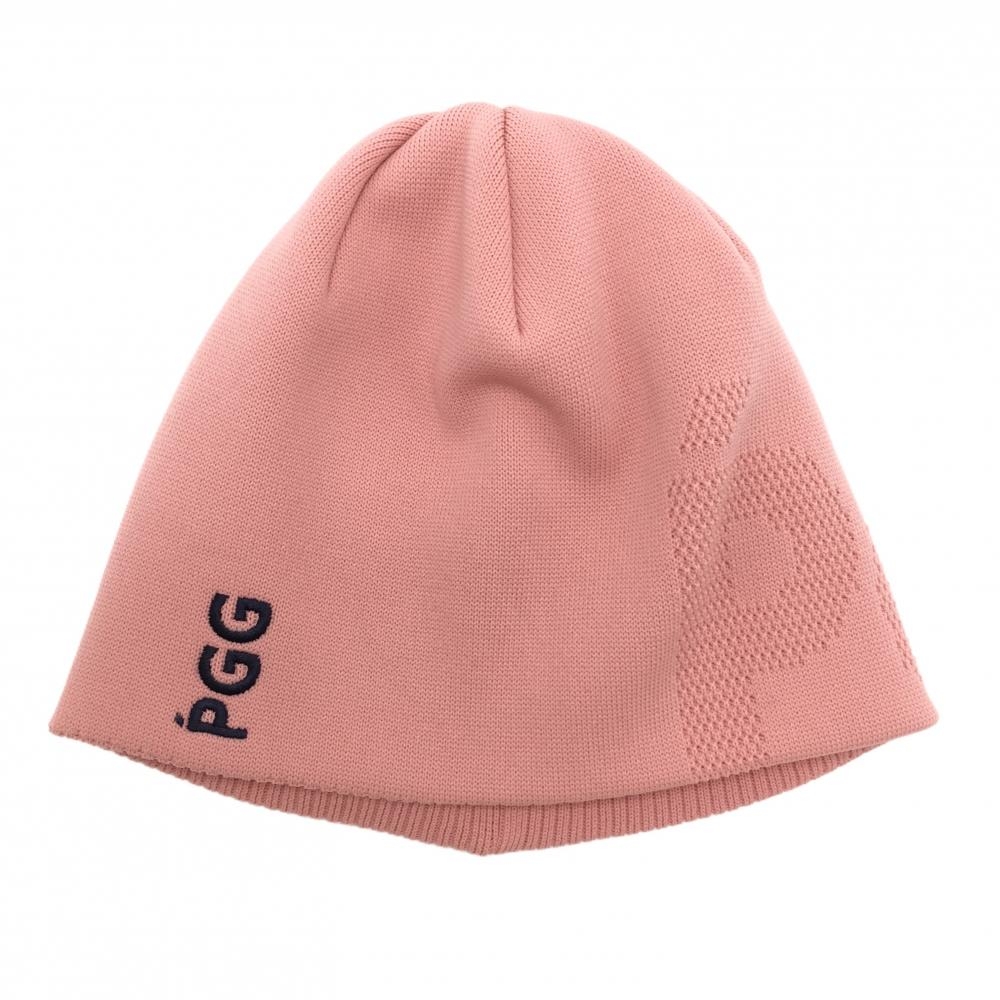 【新品】PGGパーリーゲイツ ニット帽 ピンク系×ネイビー ロゴ刺しゅう FR   ゴルフウェア PEARLY GATES