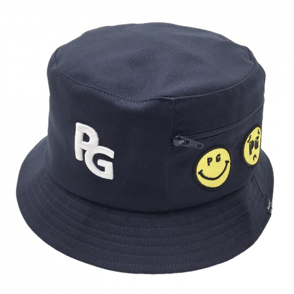【超美品】パーリーゲイツ ハット ネイビー ニコちゃん スマイル ジップポケット FR   ゴルフウェア 2025年モデル PEARLY GATES