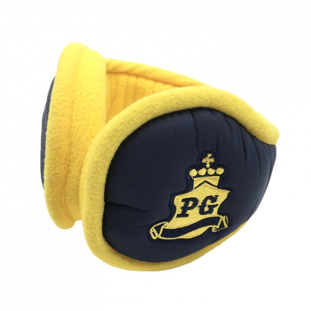 【美品】パーリーゲイツ イヤーマフ ネイビー×イエロー 耳当て 内側フリース ロゴ刺しゅう   ゴルフウェア PEARLY GATES