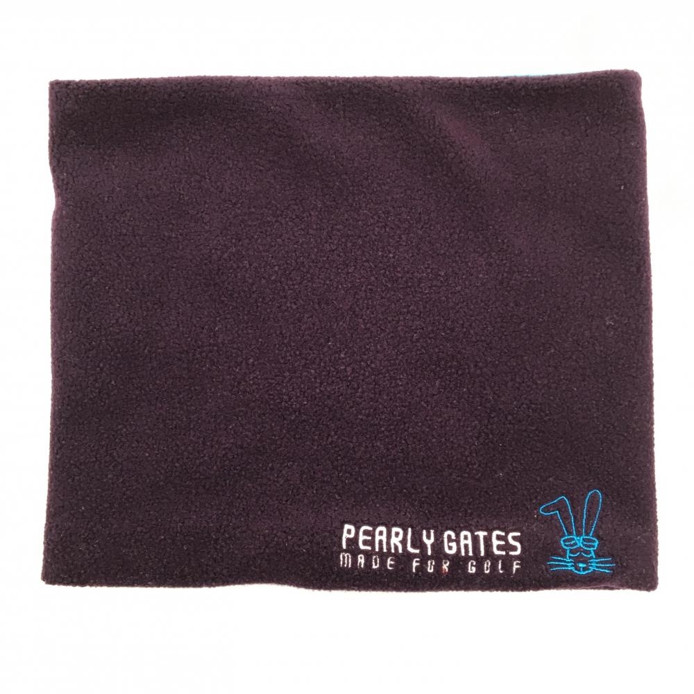 【美品】パーリーゲイツ ネックウォーマー パープル フリース ロゴ刺しゅう  ゴルフウェア PEARLY GATES