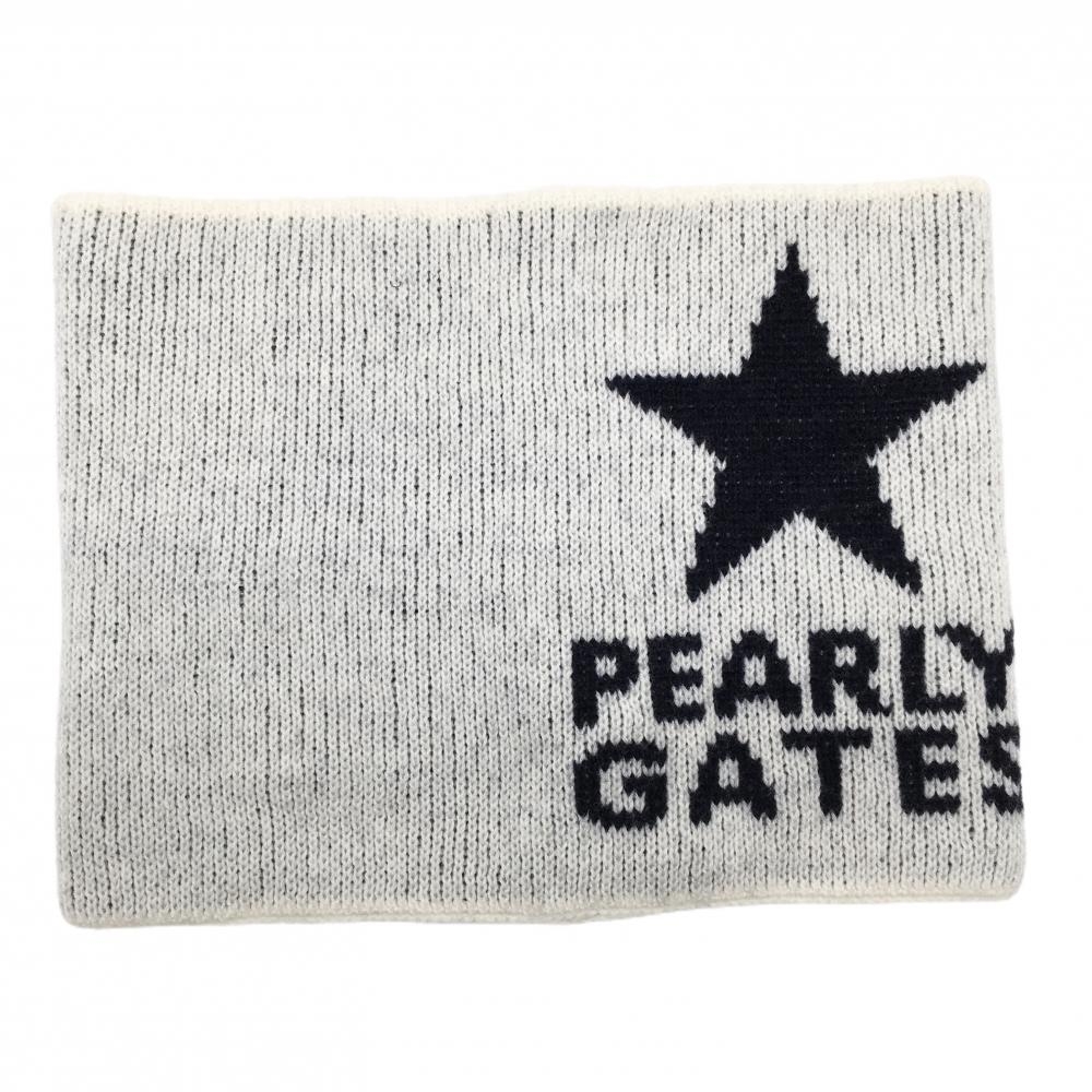 【超美品】パーリーゲイツ ネックウォーマー 白×黒 ニット 星 FR   ゴルフウェア PEARLY GATES