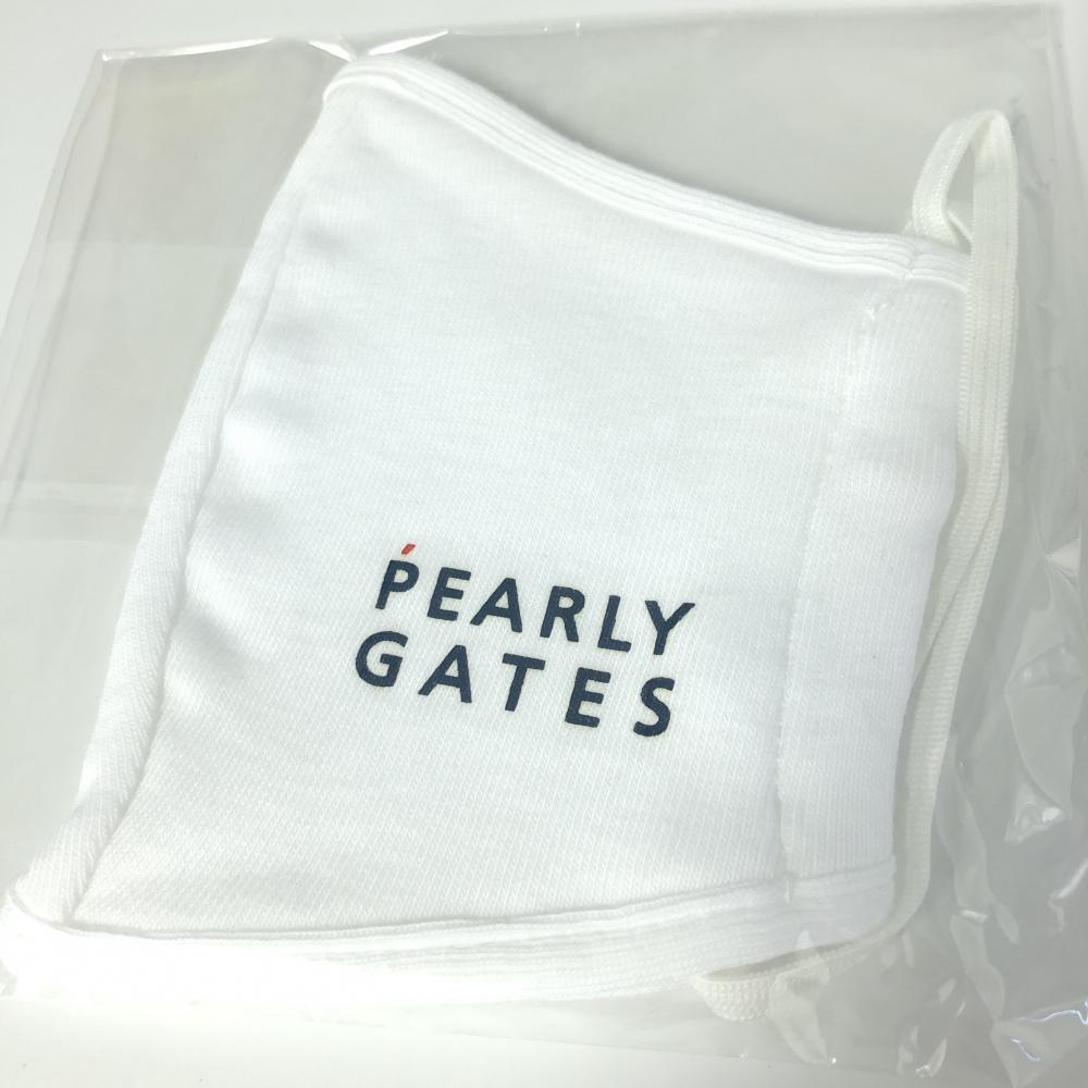 【未使用品】PEARLY GATES パーリーゲイツ マスク 白×ネイビー ノベルティ ロゴプリント ゴルフ 画像