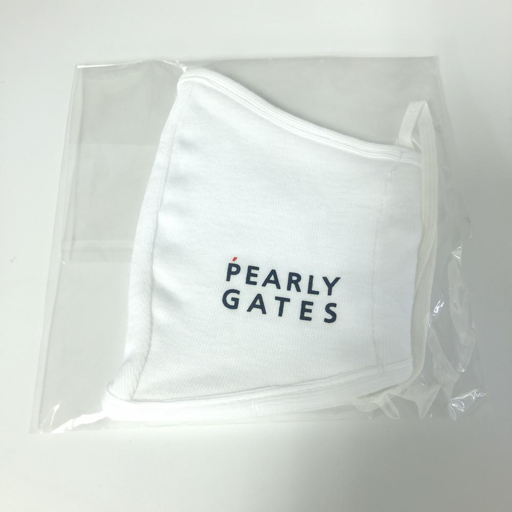 【未使用品】PEARLY GATES パーリーゲイツ マスク 白×ネイビー ノベルティ ロゴプリント ゴルフ 画像