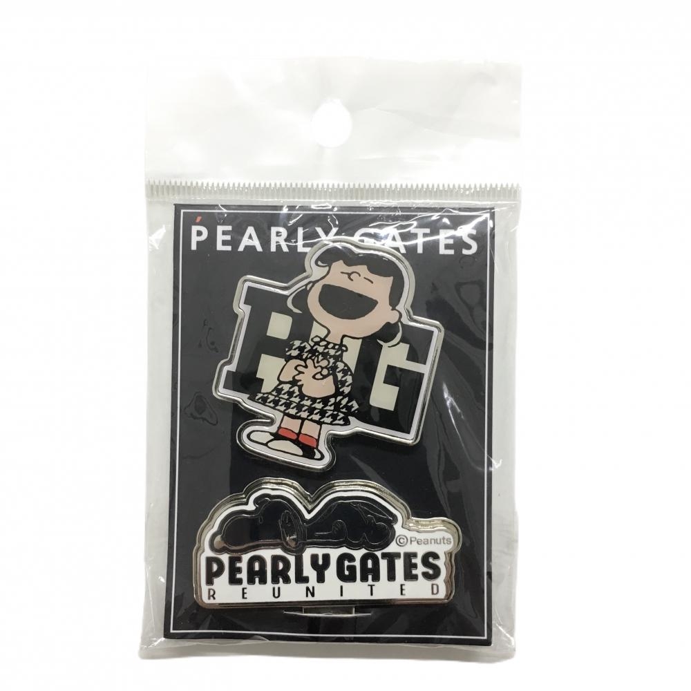 【新品】パーリーゲイツ×PEANUTS マグネット式クリップマーカー 黒×白 スヌーピー ルーシー FRゴルフ PEARLY GATES