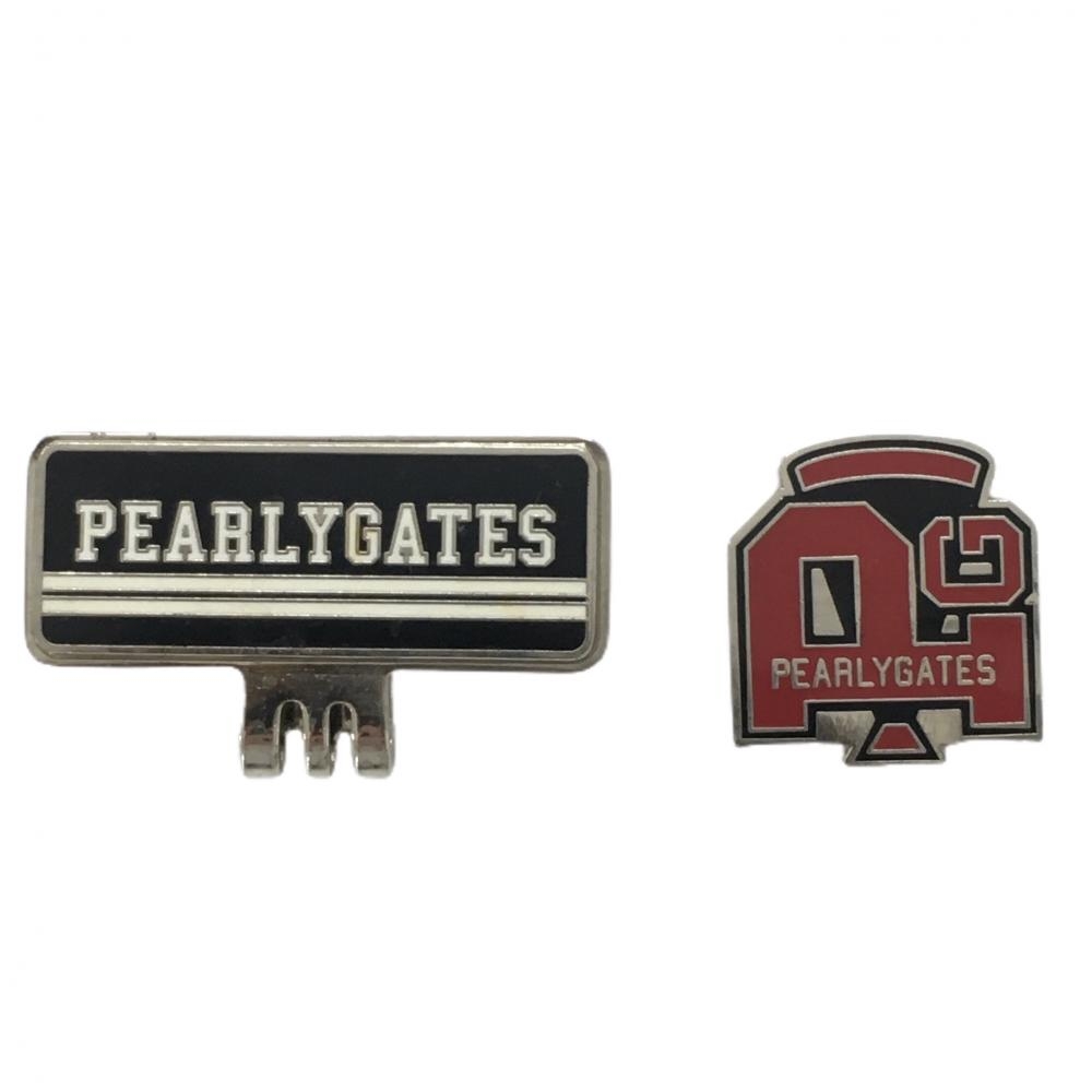 パーリーゲイツ マグネット式クリップマーカー 黒×レッド ロゴゴルフ PEARLY GATES
