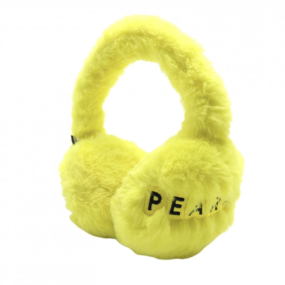 【超美品】パーリーゲイツ イヤーマフ イエロー ボア ロゴ黒 ゴルフ PEARLY GATES