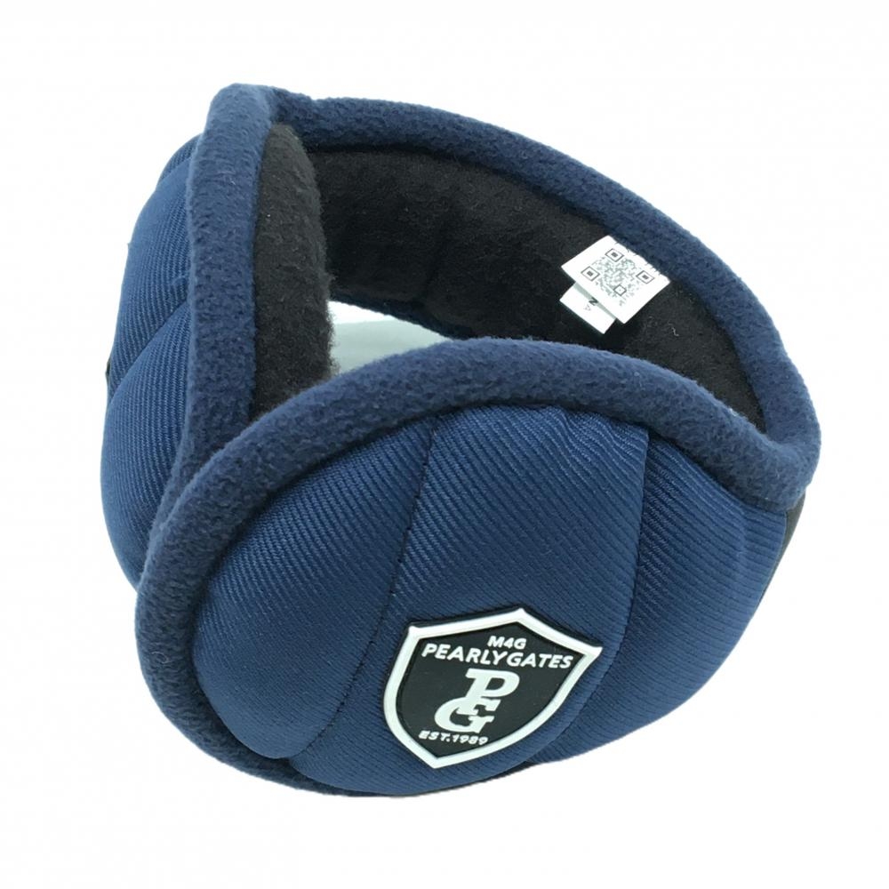 【超美品】パーリーゲイツ イヤーマフ ネイビー×黒 シリコンワッペン 耳当て ゴルフ PEARLY GATES