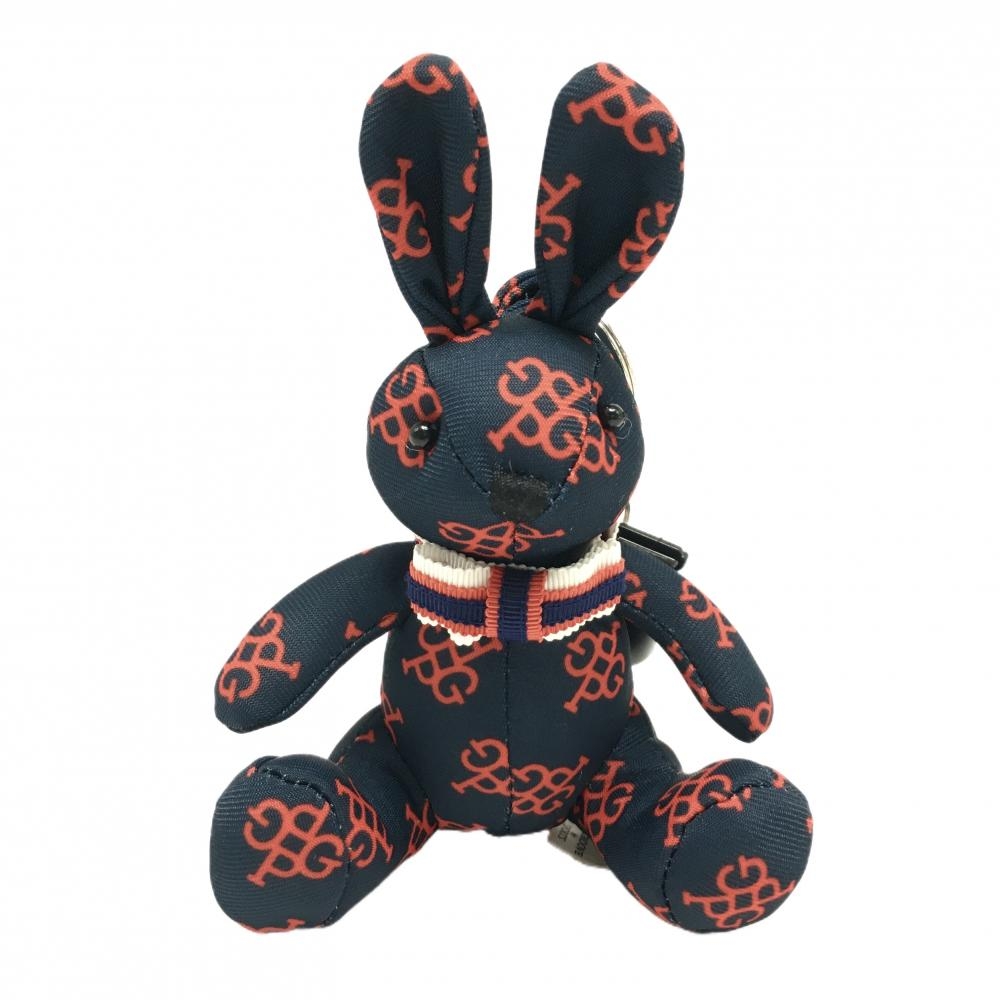 【超美品】パーリーゲイツ パターカバーキャッチャー ネイビー×レッド ラビット ぬいぐるみ ロゴ総柄 ゴルフ PEARLY GATES
