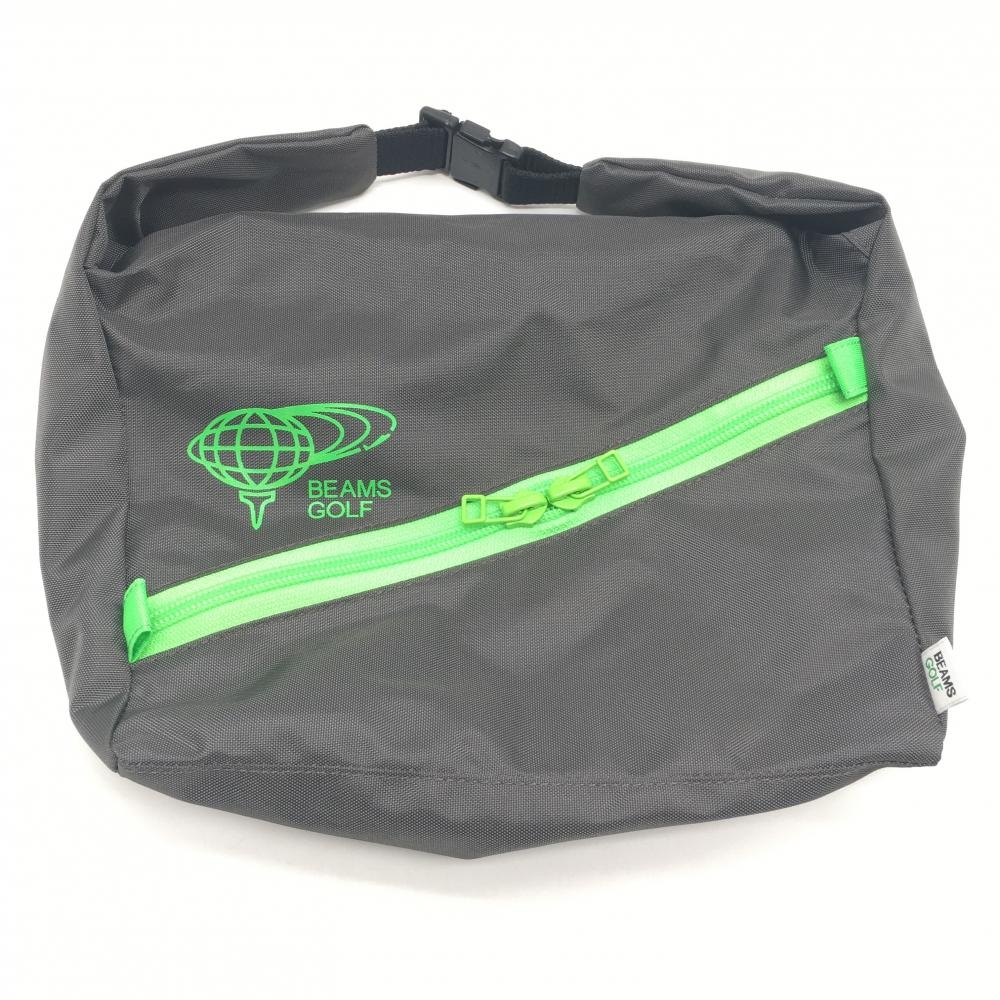 【超美品】ビームスゴルフ カートバッグ グレー×蛍光グリーン 斜めジップ ゴルフ BEAMS GOLF