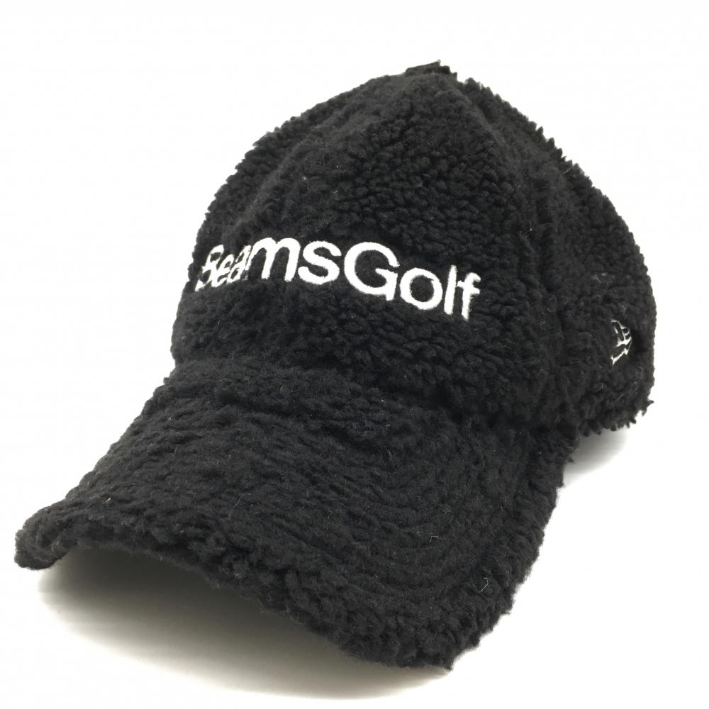 【超美品】ビームスゴルフ×ニューエラ ボアキャップ 黒×白 ロゴ刺しゅう ゴルフウェア BEAMS GOLF 画像