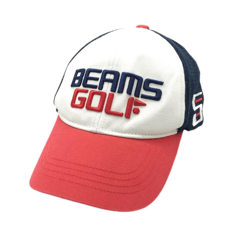 【美品】ビームスゴルフ メッシュキャップ ネイビー×白×レッド Lucas&Jaxon  58cm～60cm ゴルフウェア BEAMS GOLF 画像