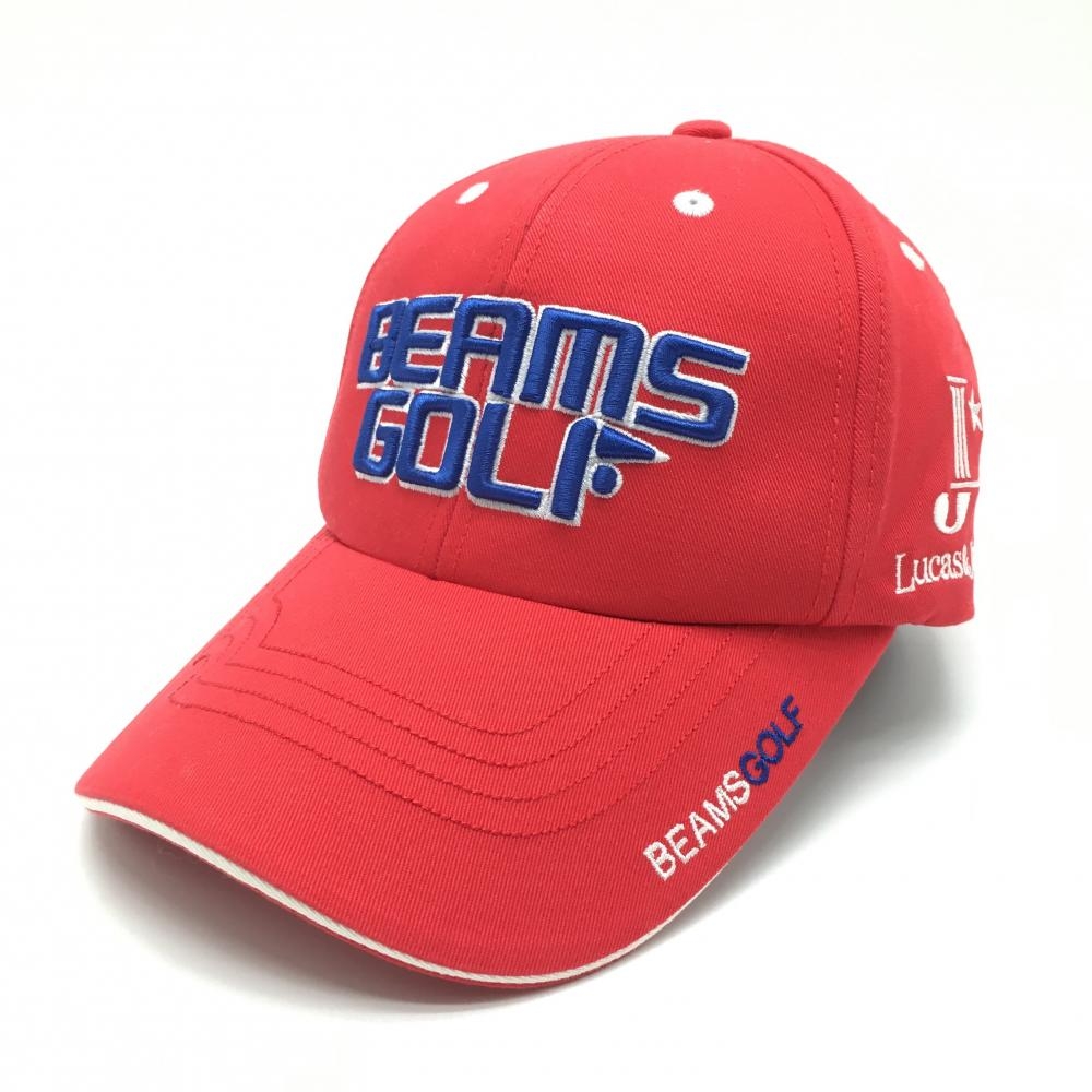 ビームスゴルフ キャップ レッド×ブルー 立体ロゴ刺しゅう 内側メッシュ 58-60cm  ゴルフウェア BEAMS GOLF