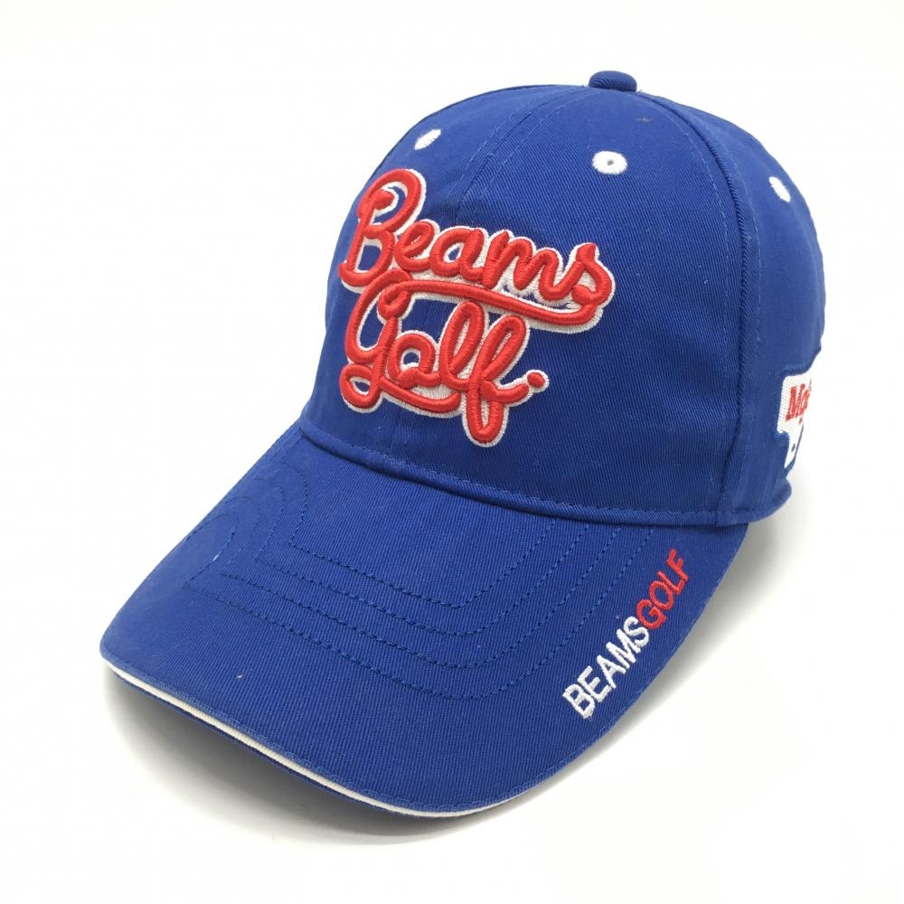 ビームスゴルフ キャップ ブルー×レッド 立体ロゴ刺しゅう 内側メッシュ   ゴルフウェア BEAMS GOLF