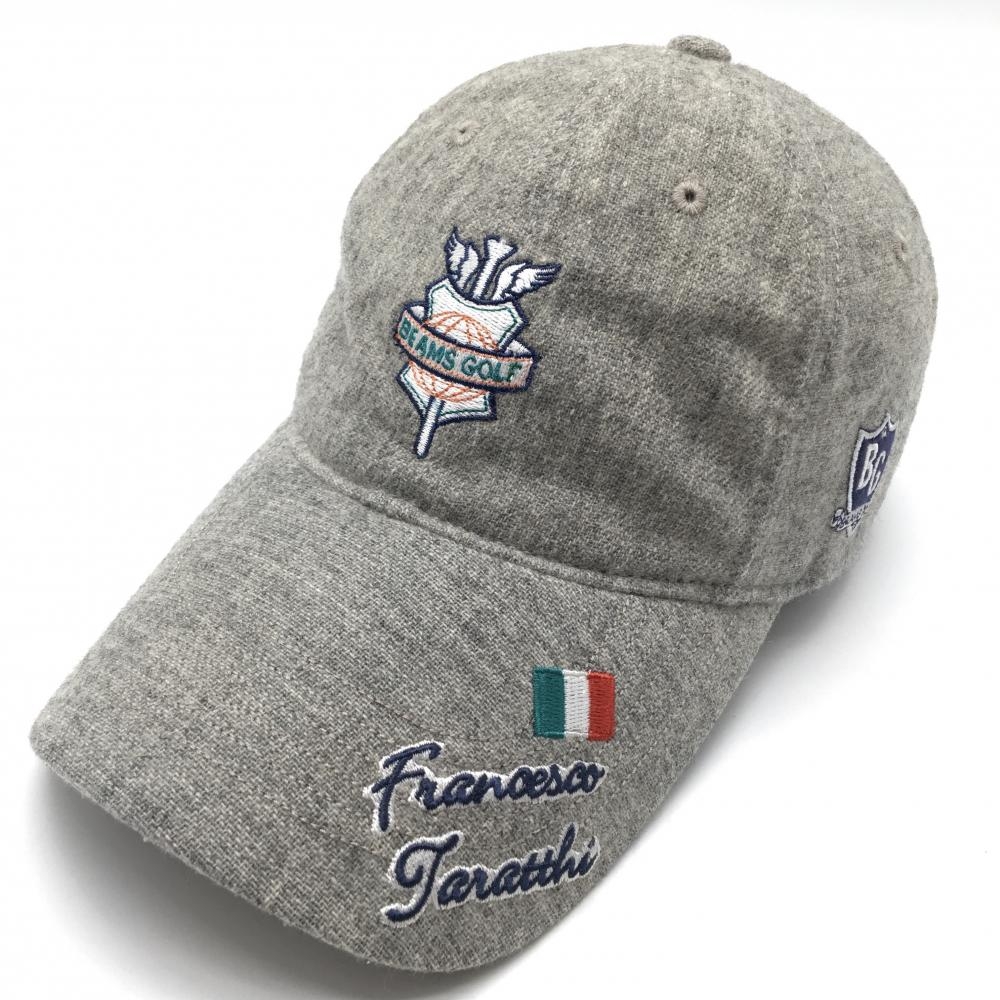 ビームスゴルフ キャップ 杢ライトグレー ワッペン ウール混 57cm～59cm  ゴルフウェア BEAMS GOLF