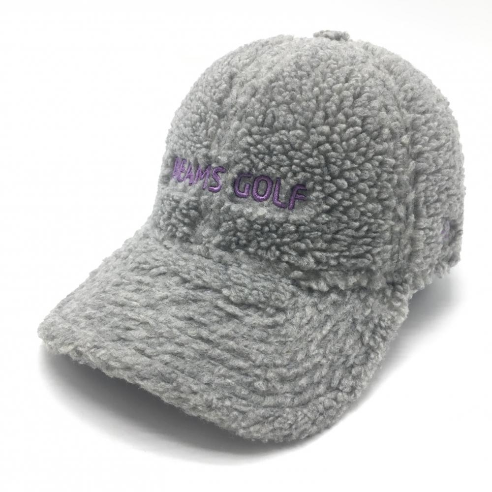 【美品】ビームスゴルフ×ニューエラ ボアキャップ グレー×パープル ロゴ刺しゅう    ゴルフウェア BEAMS GOLF