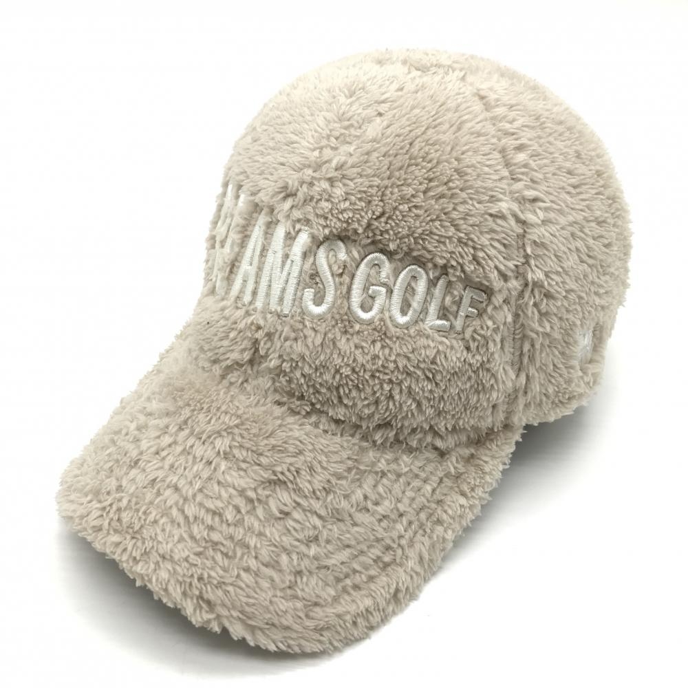 【美品】ビームスゴルフ×ニューエラ ボアキャップ ベージュ×白 ロゴ刺しゅう   ゴルフウェア BEAMS GOLF