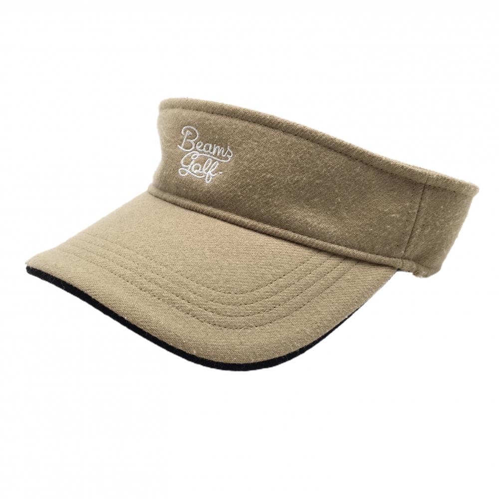 ビームスゴルフ サンバイザー ベージュ ロゴ白  ゴルフウェア BEAMS GOLF