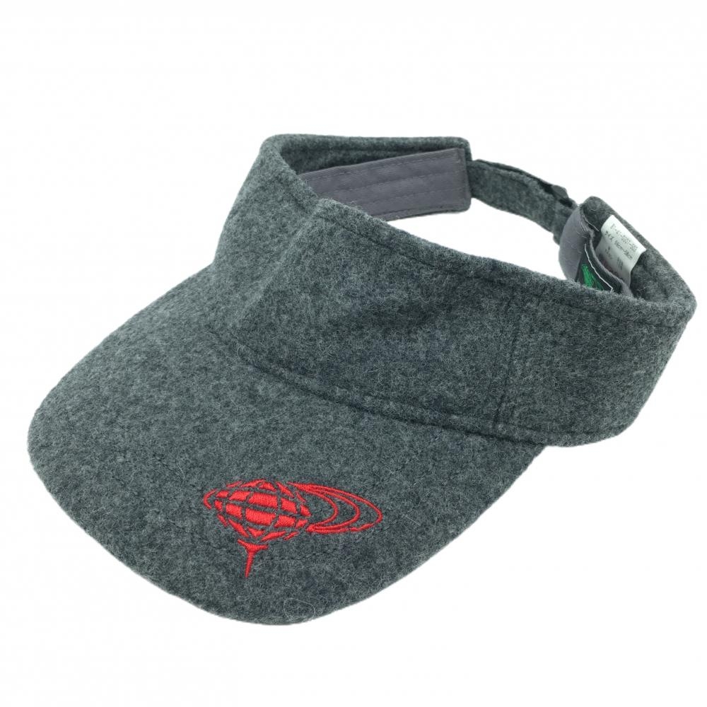 【美品】ビームスゴルフ サンバイザー グレー×レッド ウール混 ロゴ刺しゅう 56-58㎝   ゴルフウェア BEAMS GOLF