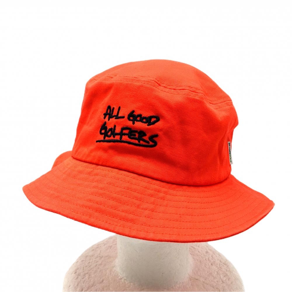 【美品】ビームスゴルフ ハット オレンジ ロゴ刺しゅう黒 色褪せ少   ゴルフウェア 2024年モデル BEAMS GOLF