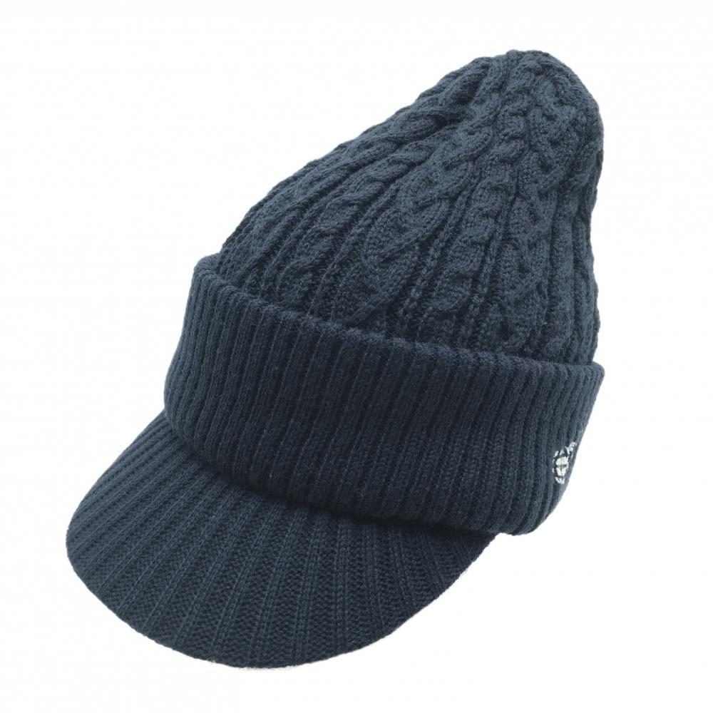 ビームスゴルフ つば付ニット帽 ネイビー ケーブル編み 55～57cm   ゴルフウェア BEAMS GOLF