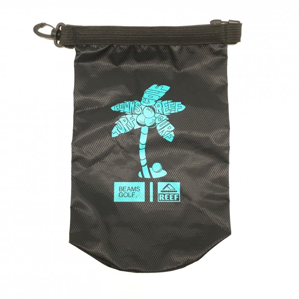 【美品】ビームスゴルフ×REEF 氷のう 黒×ライトブルー ロゴプリント ウォーターバッグ  ゴルフ BEAMS GOLF