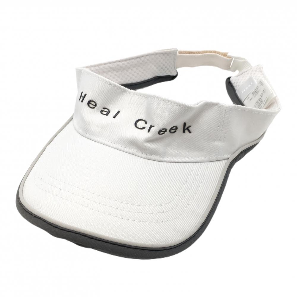【超美品】ヒールクリーク サンバイザー ライトベージュ×ダークブラウン ロゴ 50  ゴルフウェア Heal Creek