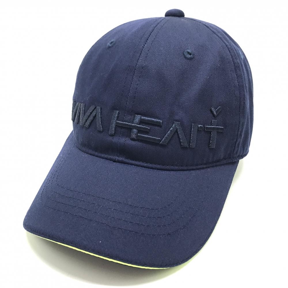 【超美品】ビバハート キャップ ネイビー 立体ロゴ 縁イエロー 40   ゴルフウェア VIVA HEART