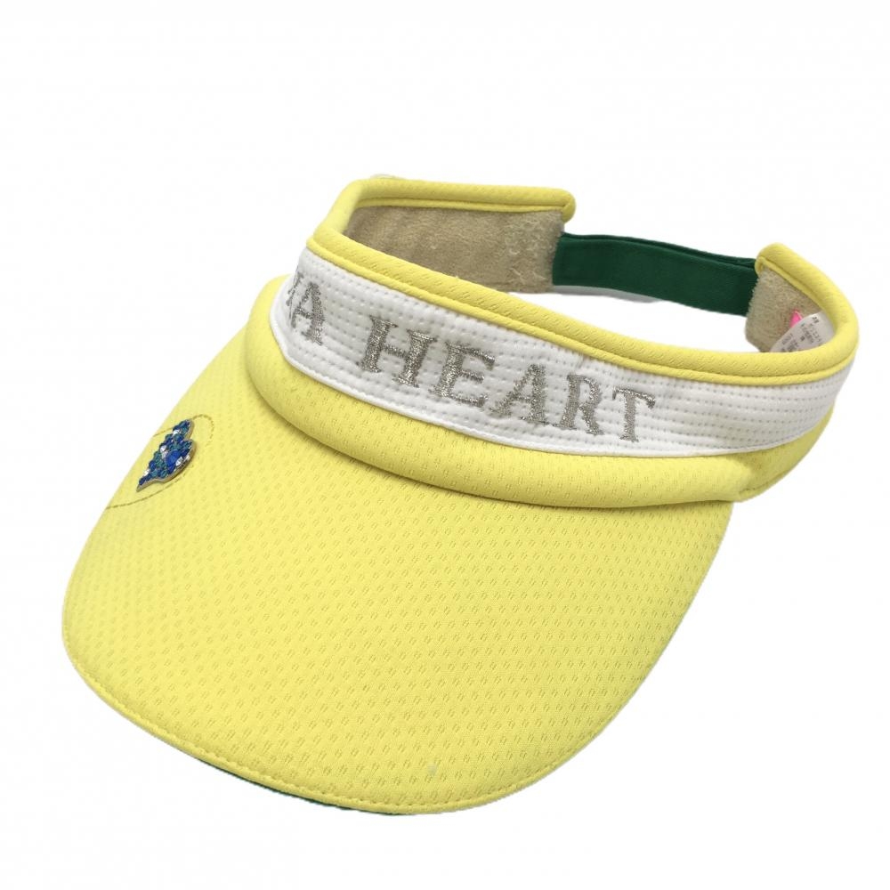 ビバハート サンバイザー イエロー×白 マグネットマーカー付き ハート 40  ゴルフウェア VIVA HEART