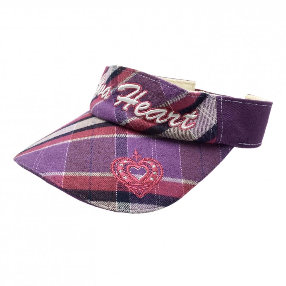 ビバハート サンバイザー パープル×ピンク チェック 額汚れ 40  ゴルフウェア VIVA HEART