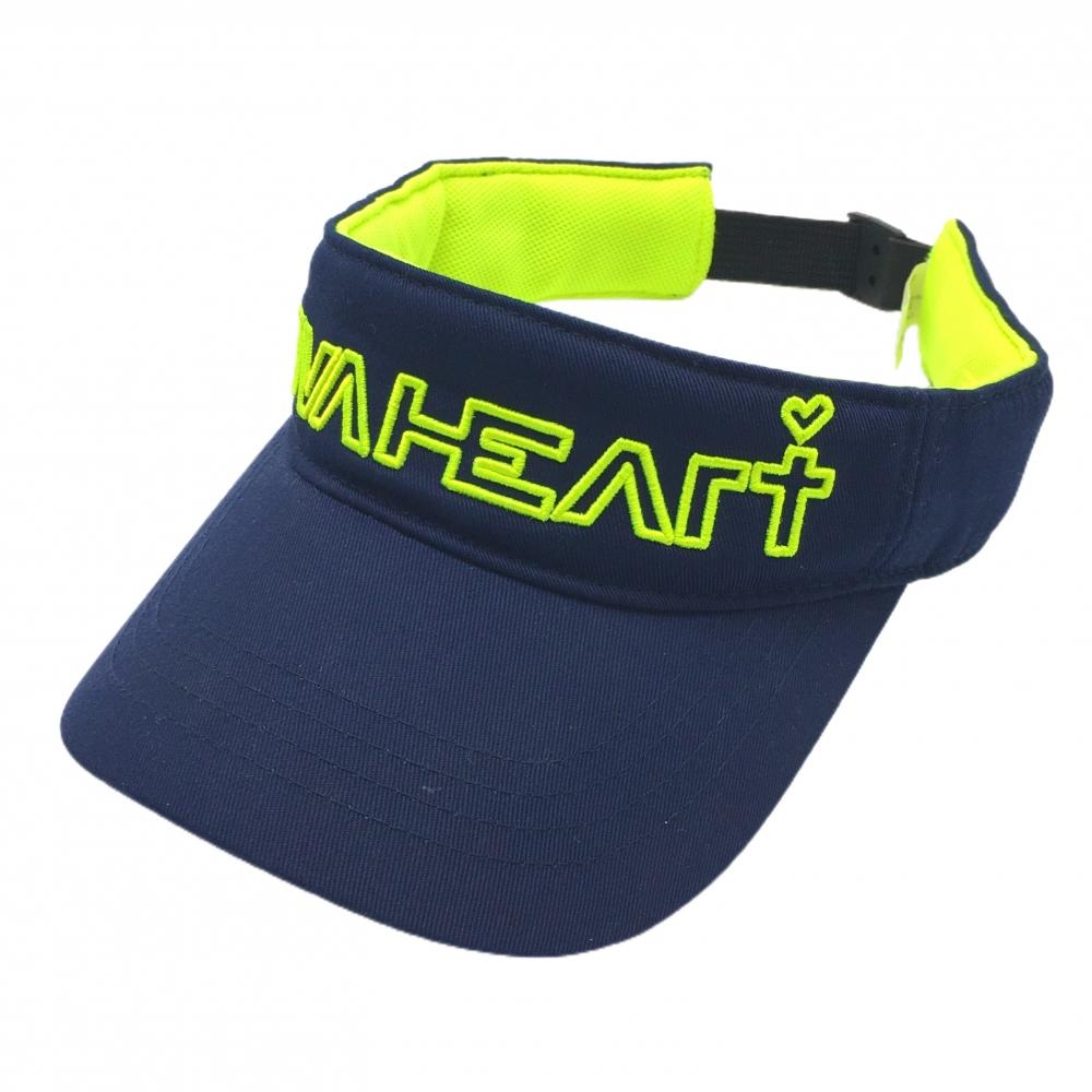 ビバハート サンバイザー ネイビー×蛍光イエロー ロゴ刺しゅう 50   ゴルフウェア VIVA HEART