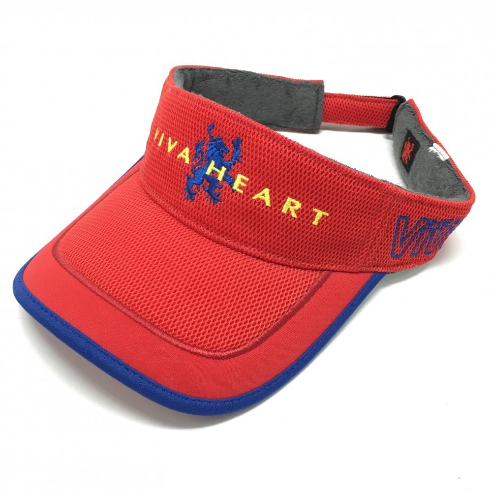 ビバハート サンバイザー レッド×ブルー メッシュ地 ロゴ刺しゅう   ゴルフウェア VIVA HEART