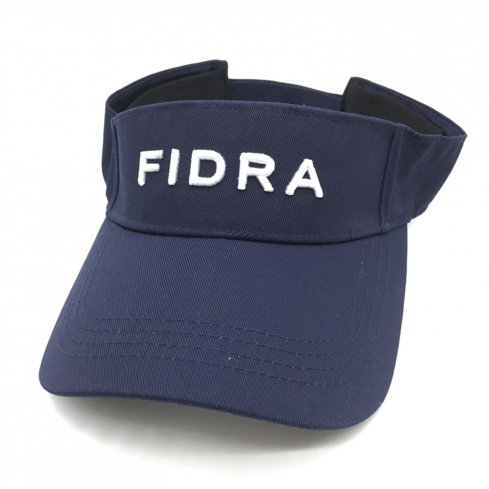 【超美品】フィドラ サンバイザー ネイビー×白 立体ロゴ刺しゅう FREE ゴルフウェア FIDRA