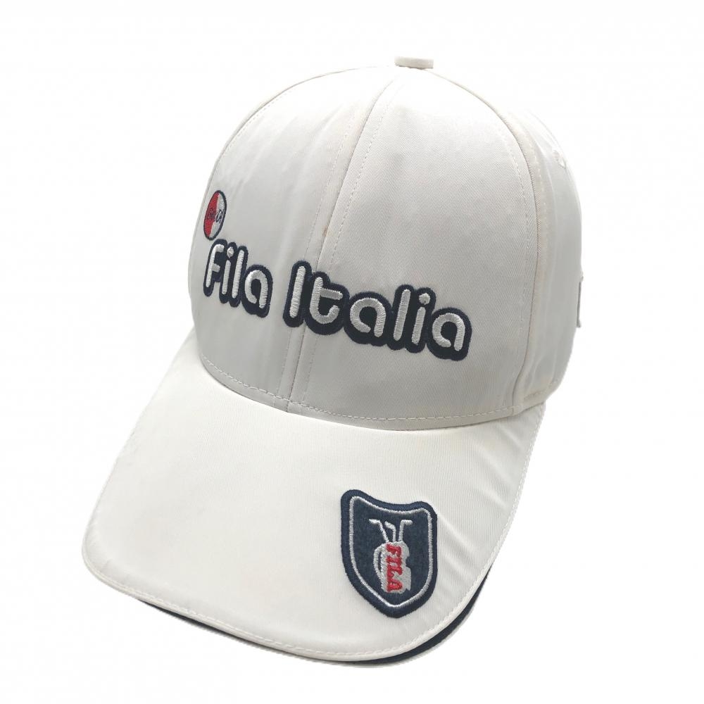 フィラゴルフ キャップ 白 つばワッペン   ゴルフウェア FILA GOLF