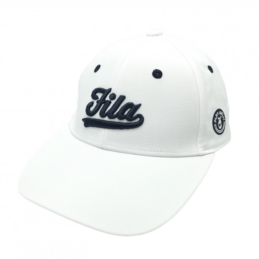 【超美品】フィラゴルフ キャップ 白×ネイビー 立体ロゴ    ゴルフウェア FILA GOLF
