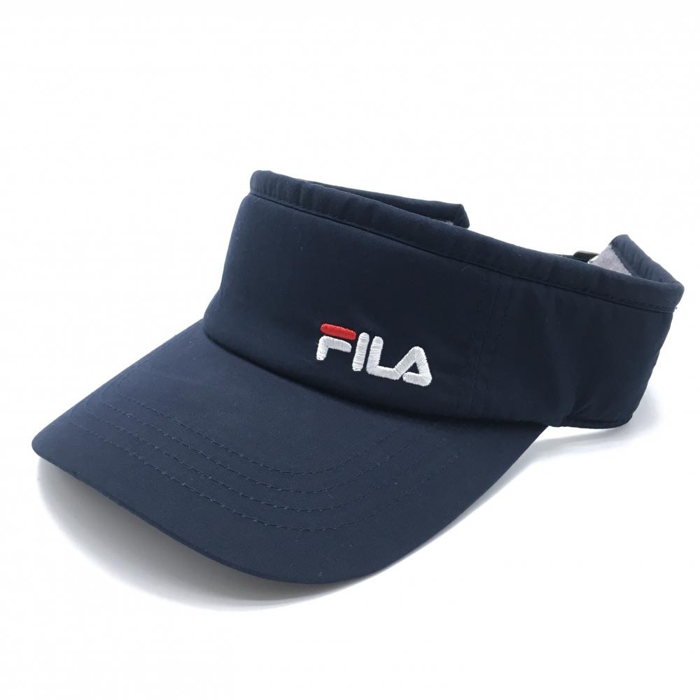 【新品】フィラゴルフ サンバイザー ネイビー ロゴ刺しゅう F  ゴルフウェア FILA GOLF