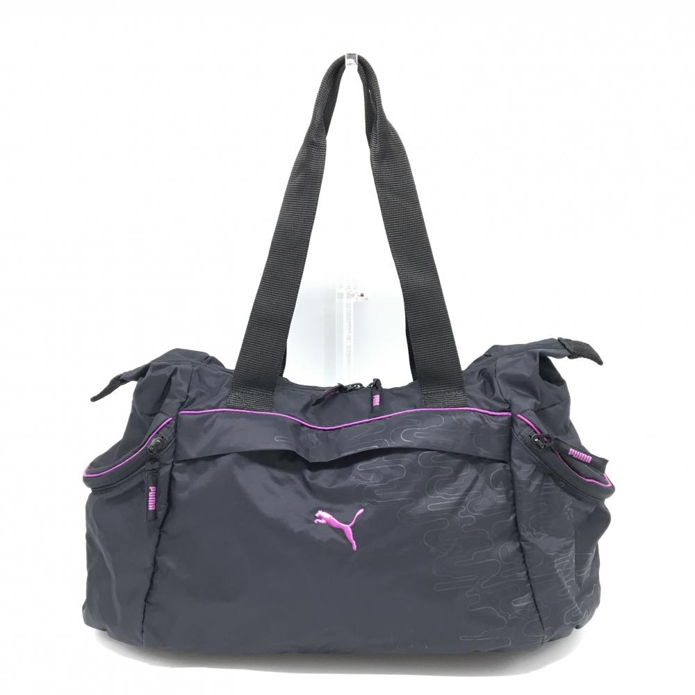 プーマ ボストンバッグ 黒×パープル 一部柄 内外サイドポケット付 ゴルフ PUMA