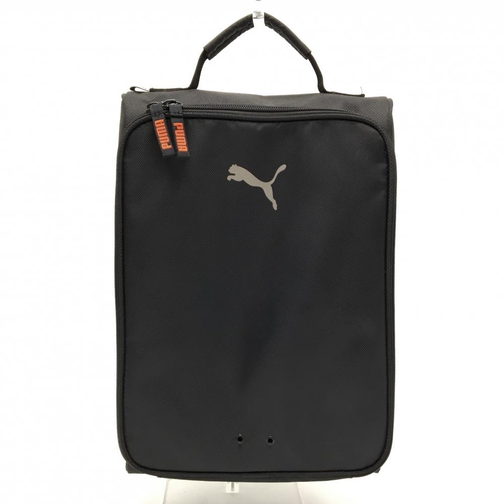 【美品】プーマ シューズケース 黒 ロゴプリント 収納ケース 内側薄汚れ ゴルフ PUMA